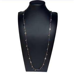 Talana 925 Sterling Rose Gold Swarovski Crystal Opera Necklace 32" NWT